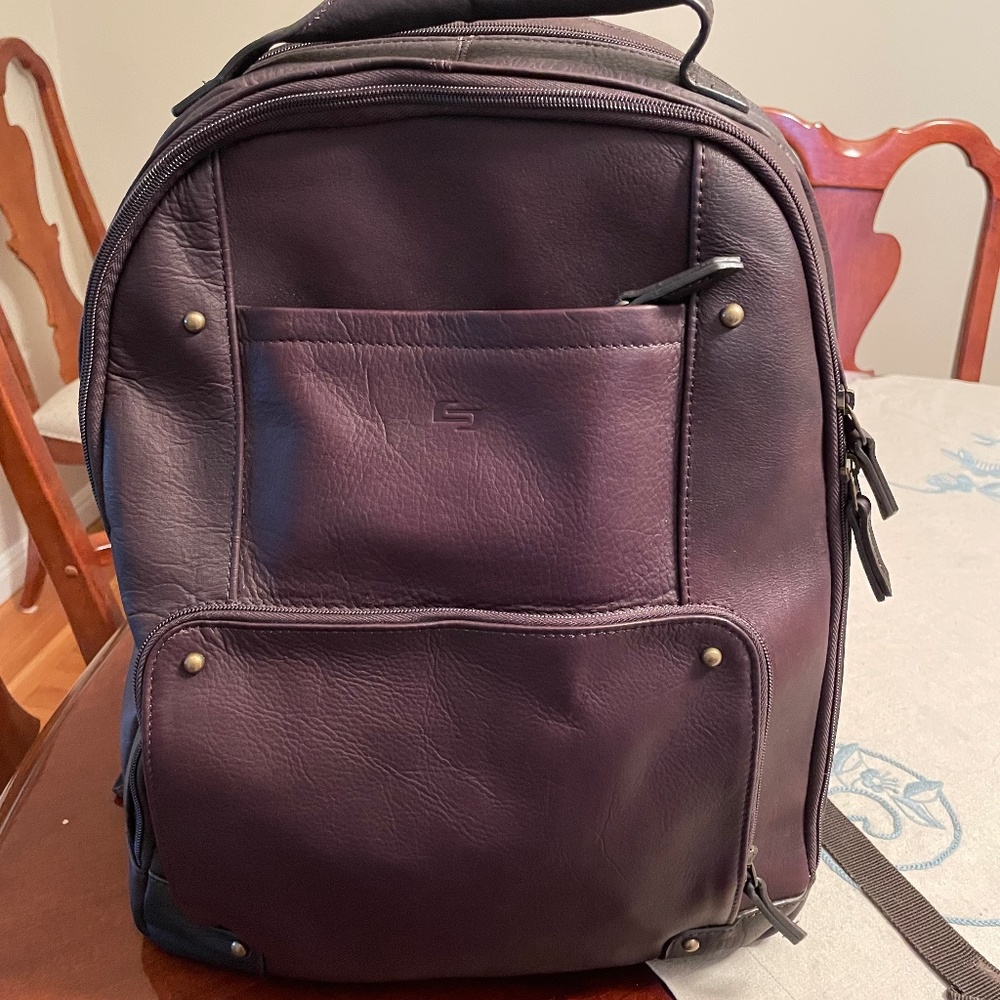 Brown leather backpack